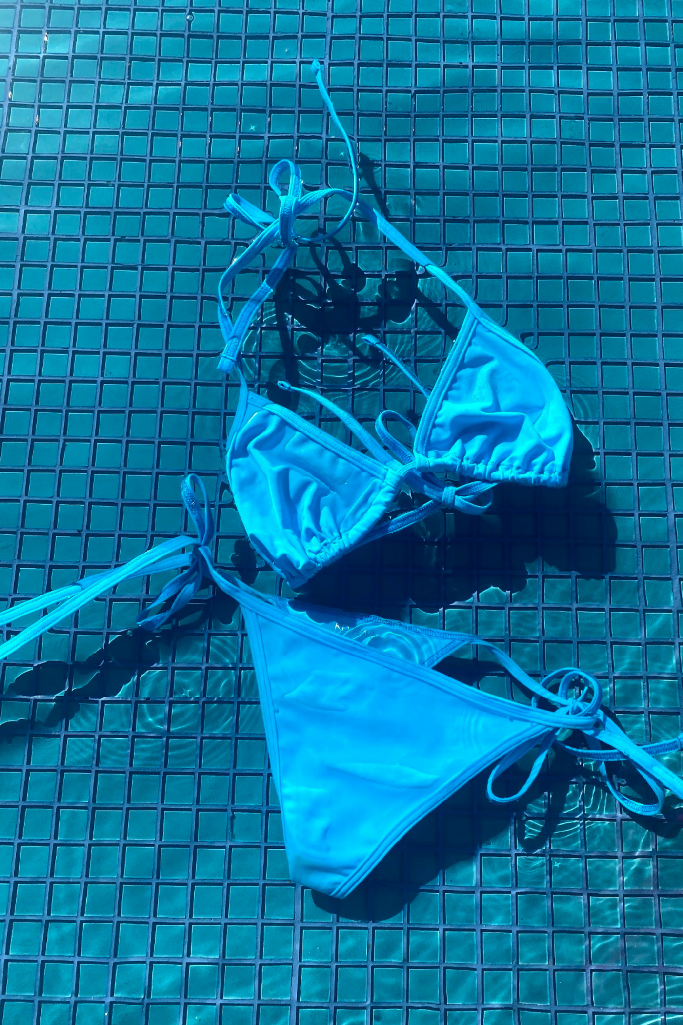 Tie Thong Bikini Set Blue Tropic